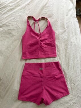 Elite eleven Hot Pink Strappy Crop Top & High-Waist Shorts Set